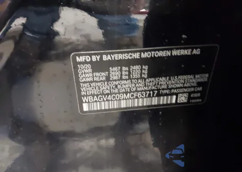 2021 BMW 840I Gran Coupe xDrive z USA, uszkodzony, nr VIN WBAGV4C09MCF63717